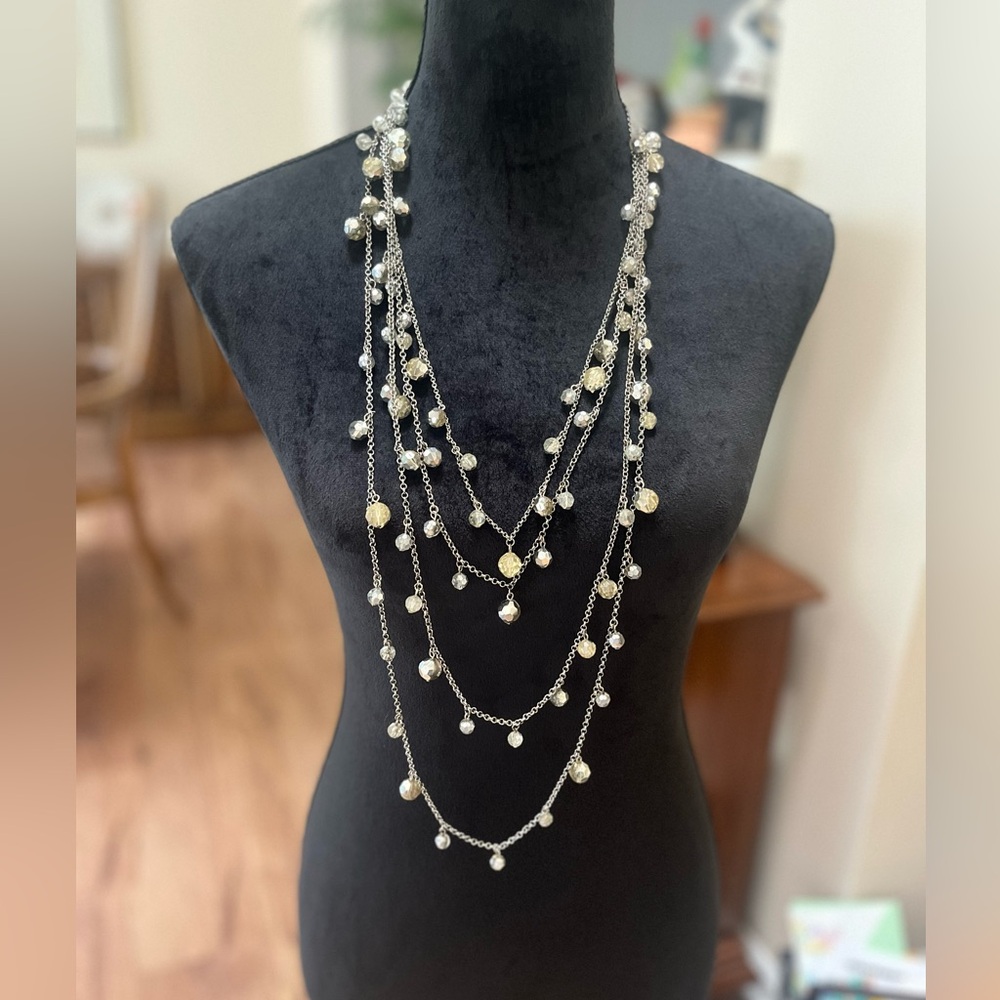 Simply Vera (Vera Wang) four strand graduated silvertone necklace